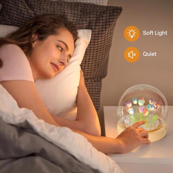One94Store Tulip LED Night Light – Decorative Glass Table Lamp with 10 Artificial Flowers, Soft Glow for Bedroom, Living Room, Birthday & Gifts (8 cm, Multi-Color) - Image 4